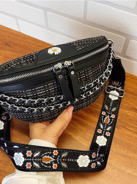 Sling Bag Waist Bag Daisy Kekinian MV805082  2 elj_5082_black_pu_leather_24x7x13_cm_0_4_kg_tali_panjang_idr_104_000