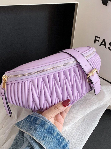 Sling Bag Waist Bag motif Kerut Stylish MV805288  2 elj_5288_purple_pu_leather_27x7x14_cm_0_3_kg_tali_panjang_tidak_bisa_lepas_idr_118_000