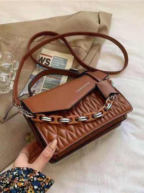 Sling Bag Tas Selempang Handle Stylish MV805514  2 sale_elj_5514_brown_pu_leather_22x7x15cm_0_5kg_mendapatkan_tali_panjang_dan_tali_rantai_idr_85_000